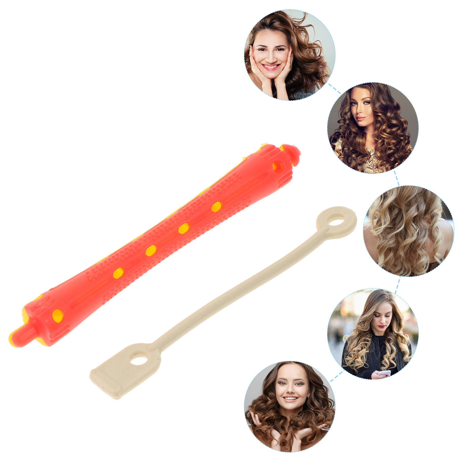 24 Pcs Hollow Roll with Rubber Band Hair Perm Kit Rollers Rods Plastic for Natural Barber Miss