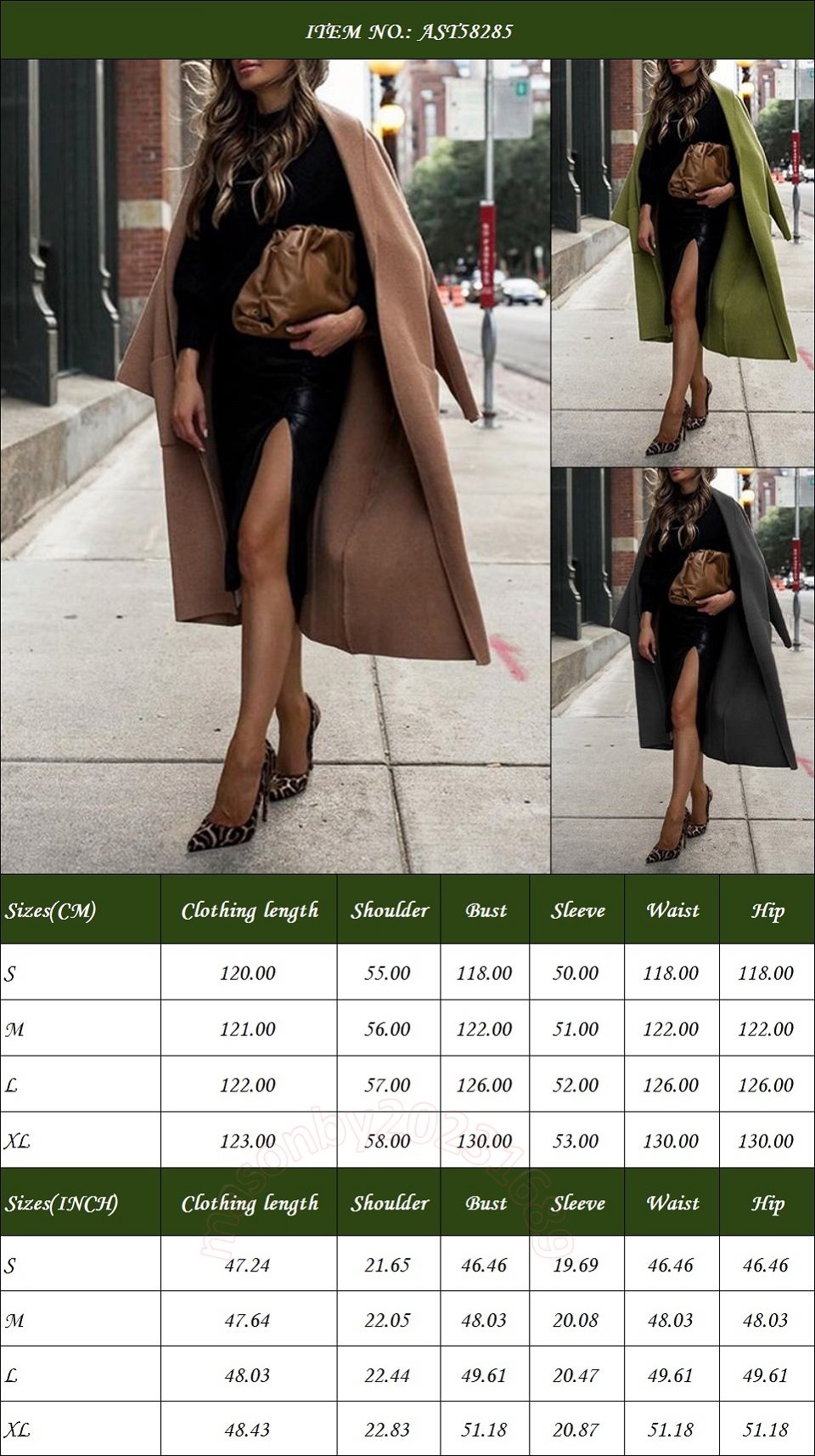 Overcoat Woolen Cloth for Women Long Sleeve Casual Loose Fit Coat Perfect for Autumn and Winter AST58285