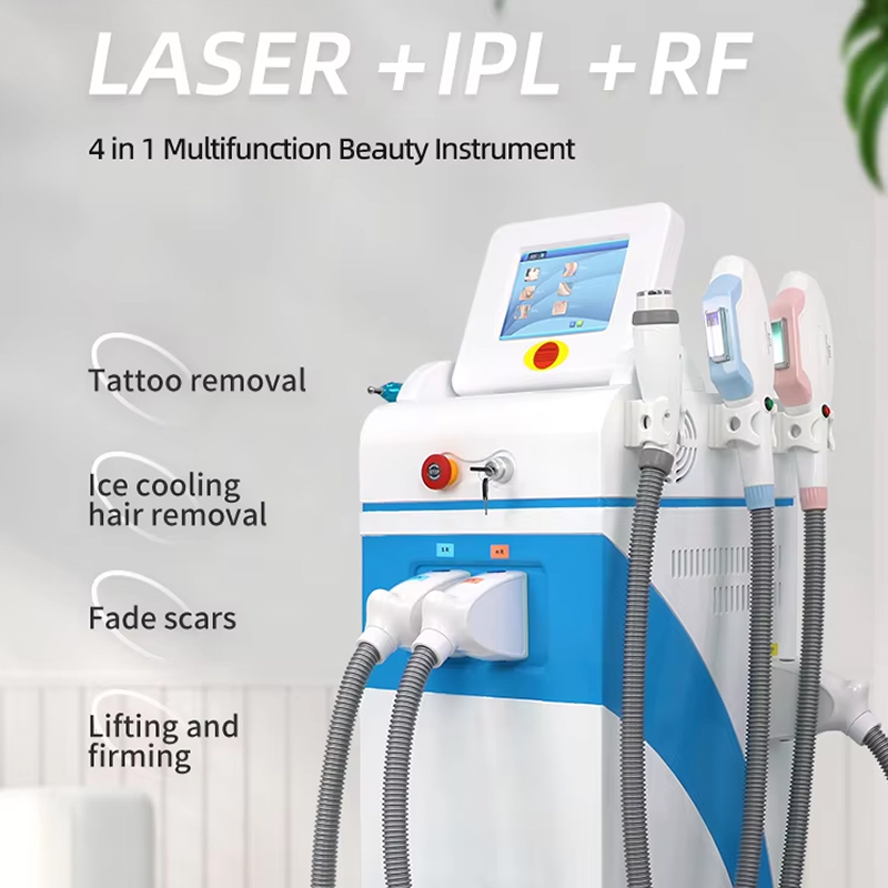Hot sale 4 in 1 Rf Laser Hair Removal ipl opt nd yag Acne freckles remove q switch Tattoo removal Machine For Salon