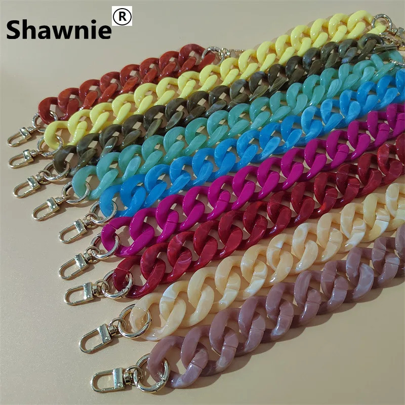 Trendy Resin Acrylic Plastic Pvc Bag Strap Chain Handbag Replacement With Snap Hooks Diy Purse Handle Accessories Bag Parts 241115