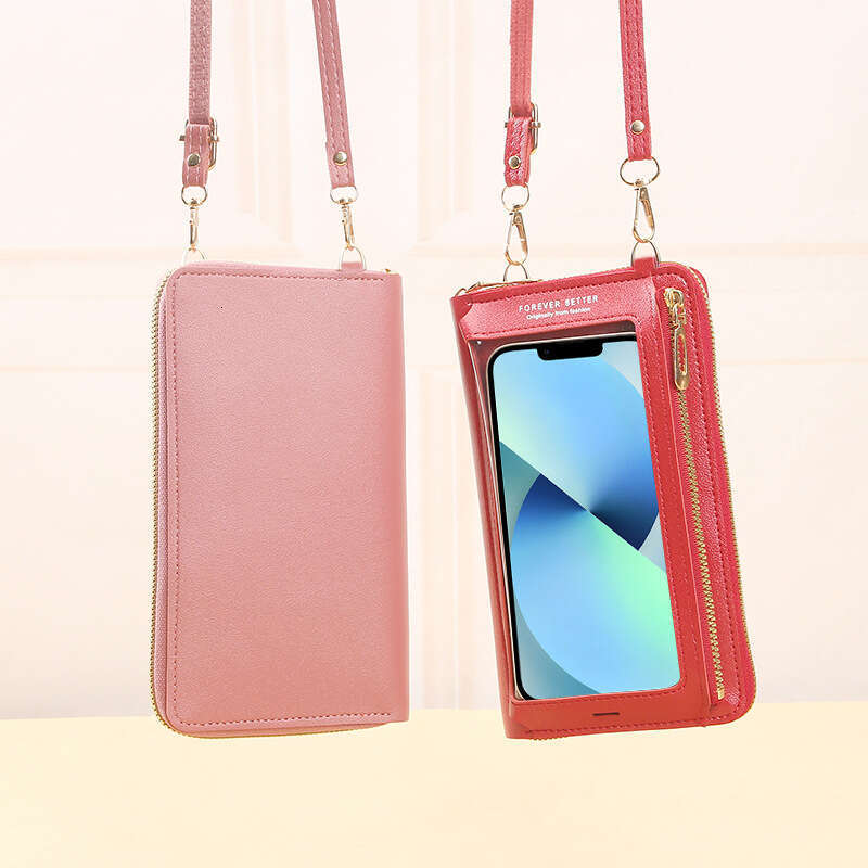 Touchscreen female diagonal cross anti-theft multifunctional single shoulder transparent mini bag, wallet phone bag