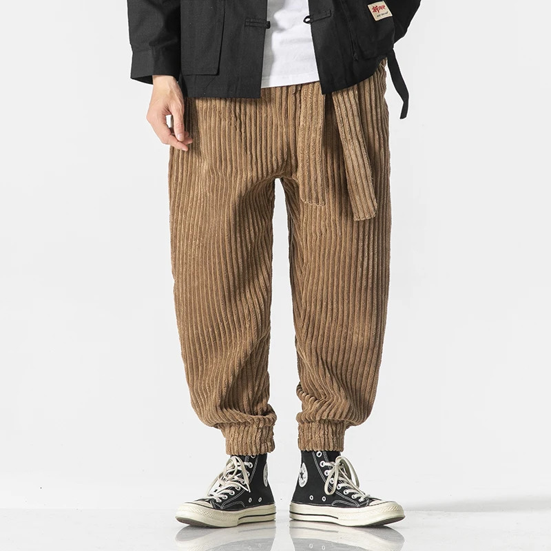 Winter Japanese Mens Corduroy Harem Pants Fashionable Thickened Oversized Sweater Womens Warm Casual 241115