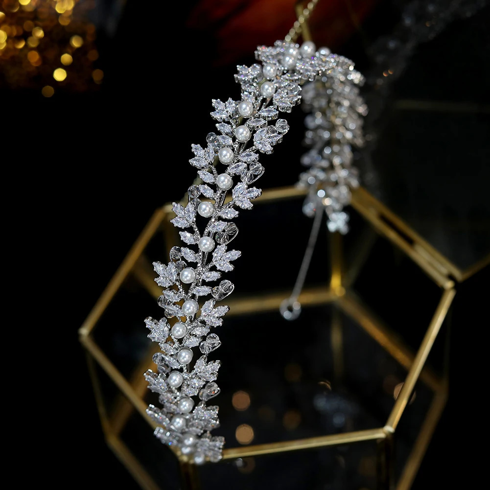 2024 Crystal Pearl Hair Accessories Fashionable Bridal Headwear Wedding Hair Accessories CZ Headwear 241115