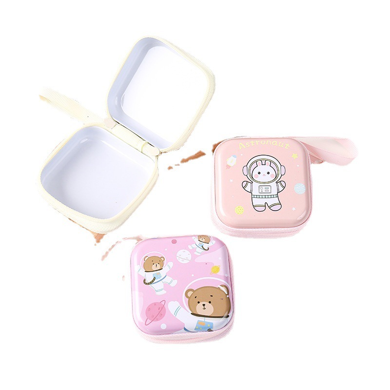 Designer's new astronaut tin square purse, children's coin handheld storage bag, little girl zipper bag