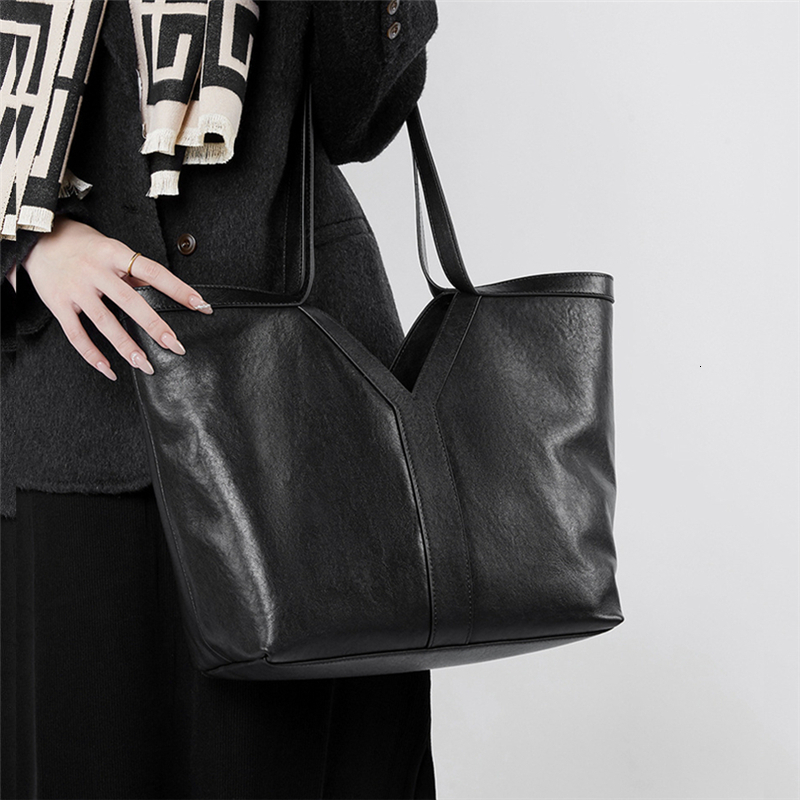 2 Pcs/Set Cow Genuine Leather Large Tote Shoulder Bags For Women Winter Designer Commuter Shopper Ladies Handbags Vintage BagVoyage
