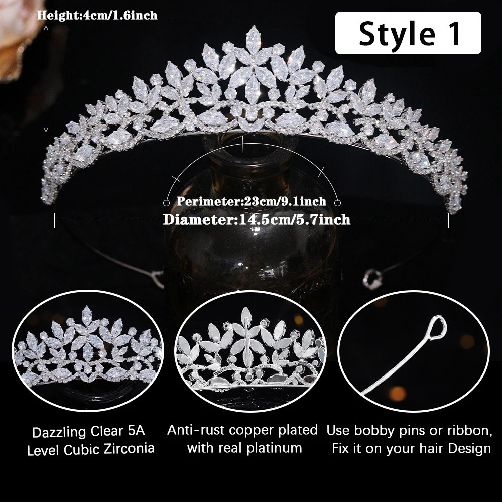 TAZIRN Small Flower Wedding Bridal Crown Cube Zirconia Tiaras Handmade CZ Bridal Headwear Birthday Party Hair Accessories 241115