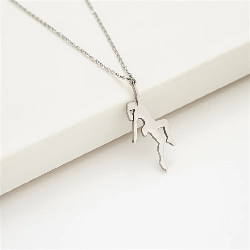 10PCS Goddess Of Rock Climbing Mountain Girl Necklace Stainless Steel Boy Hero Climber Humanoid Pendant Clavicle Choker for Hiking Outdoor Travel Extr