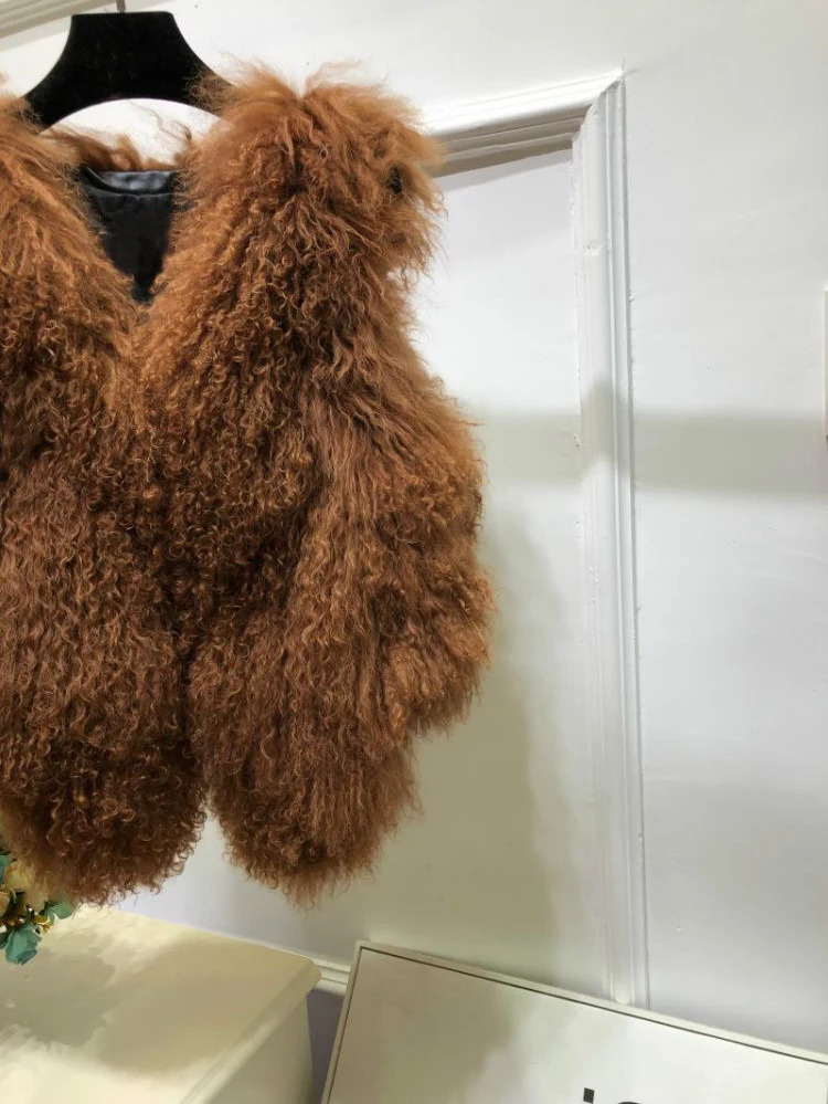 Natural Multi Colors Short Vest 100% Real Genuine Mogolia Sheep Fur Coat Drop Pure Gilet ksr855 241115