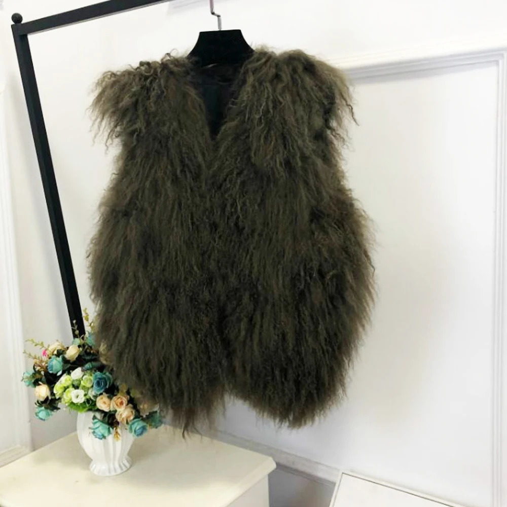 Natural Multi Colors Short Vest 100% Real Genuine Mogolia Sheep Fur Coat Drop Pure Gilet ksr855 241115