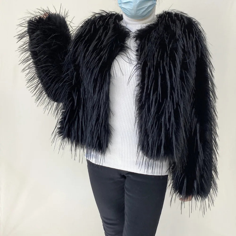 2023 Springtime Fur Coat Women High Quality Fashion Faux Fur Coat Artificial Raccoon Braid Short Jacket 241115