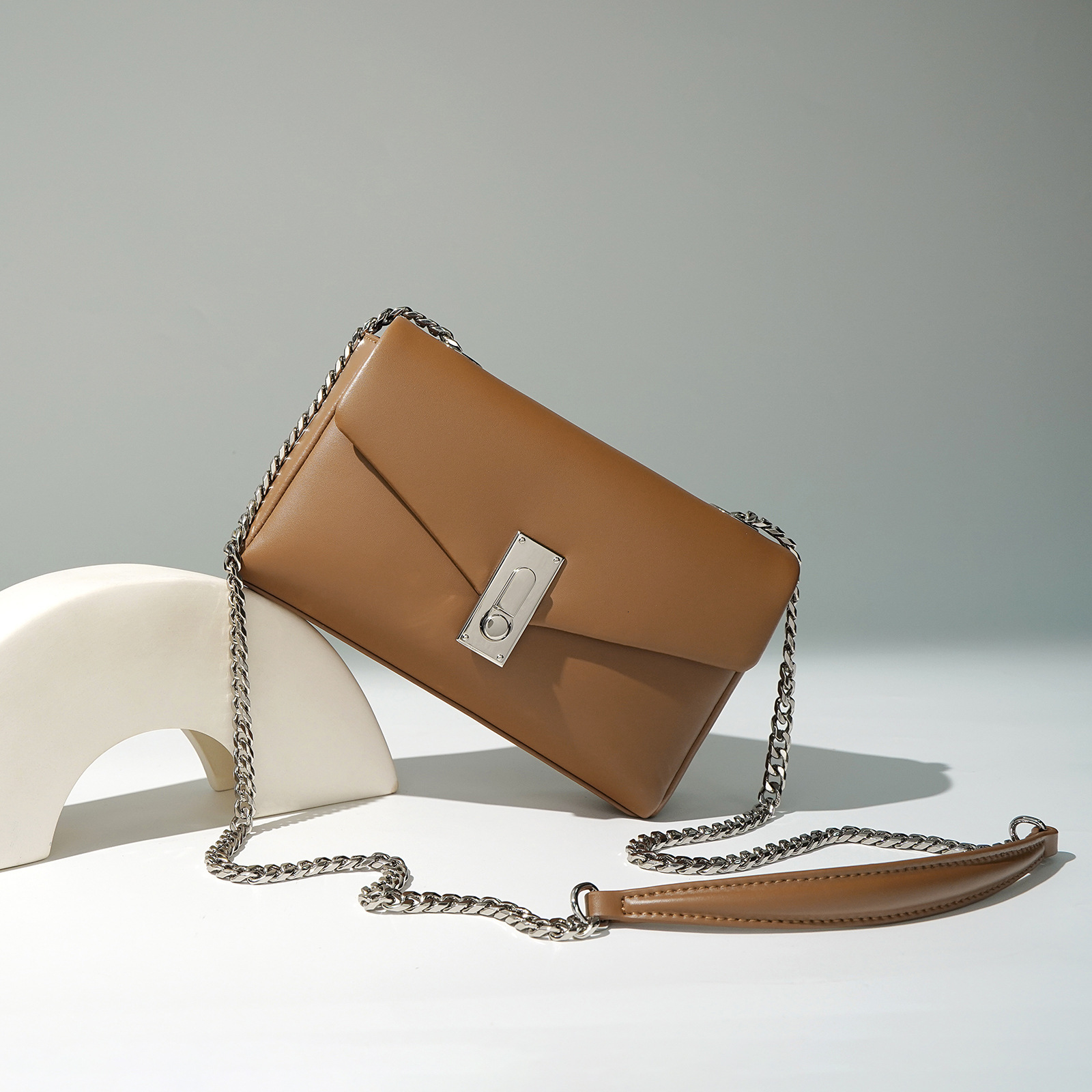 Solid Color Simple Small Leather Square Bag For Women Chain Shoulder Fashion Ladies Crossbody Bags dddmymoon