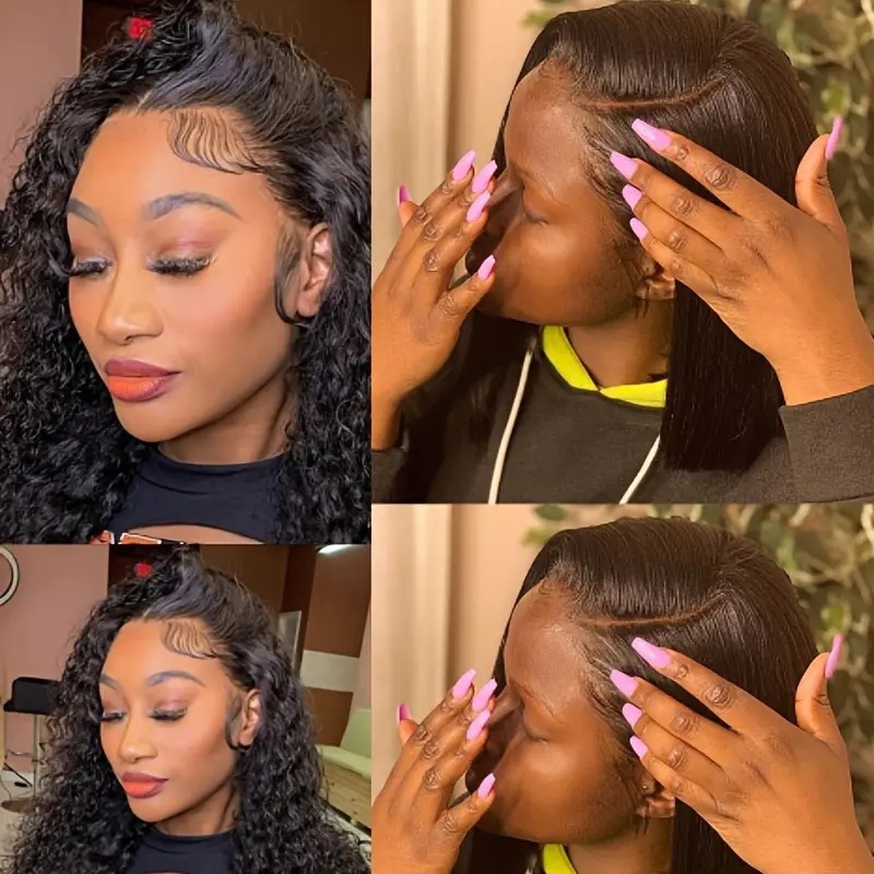 Fashionable front lace small curly synthetic wig, hot selling small curly tube afro long curly wig in Africa