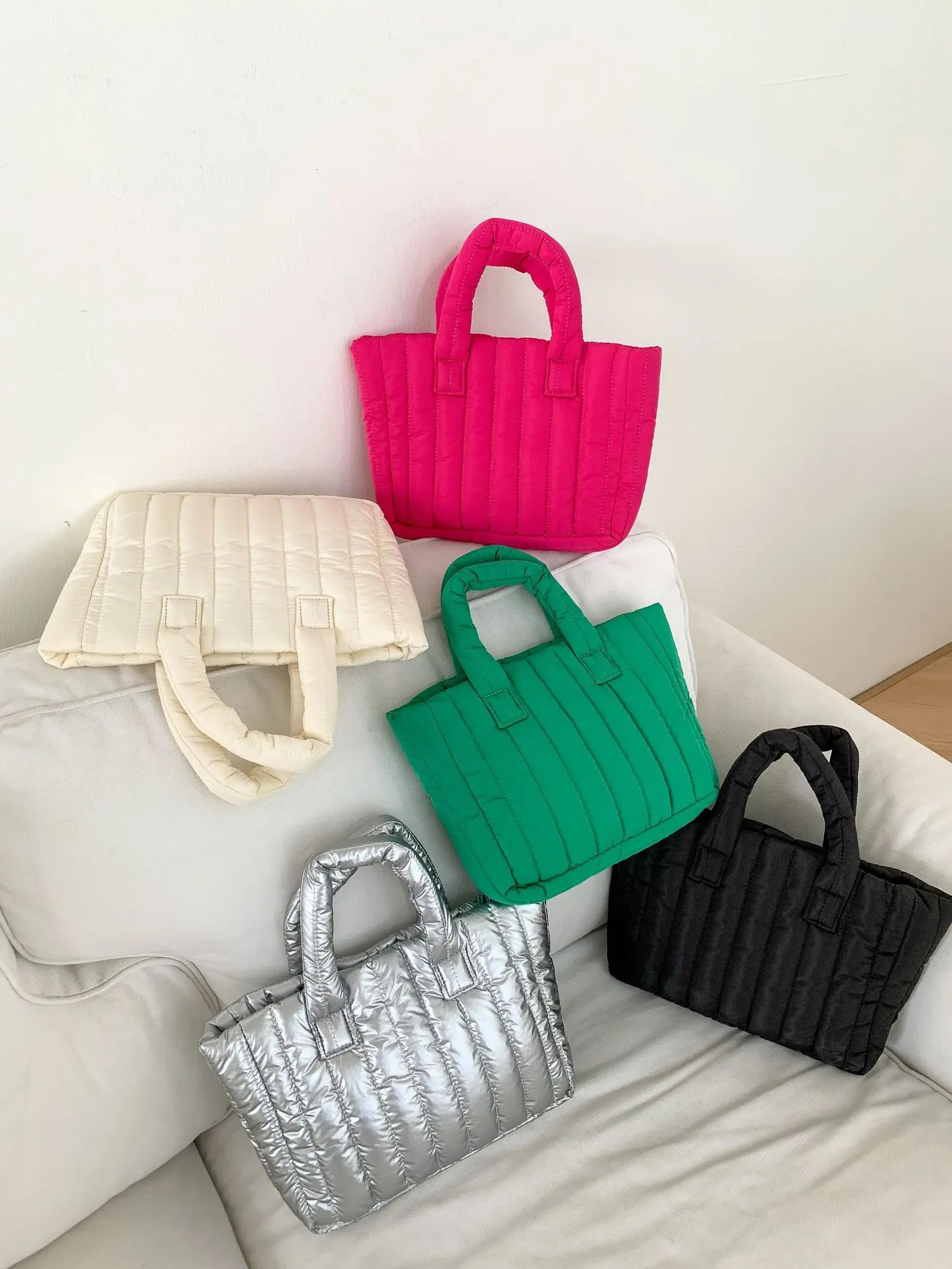 Miyagawa Female Autumn Winter Small Handheld Down Bag Korean Fashion Handbag Female Bags for Women Purses 241114