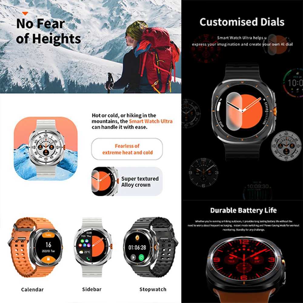 2024 New Mtifunction Galaxy 7 tra AMOLED Sn Mti Function Sports Fiess Tracker Healthy Mens Smart Watch Y241114
