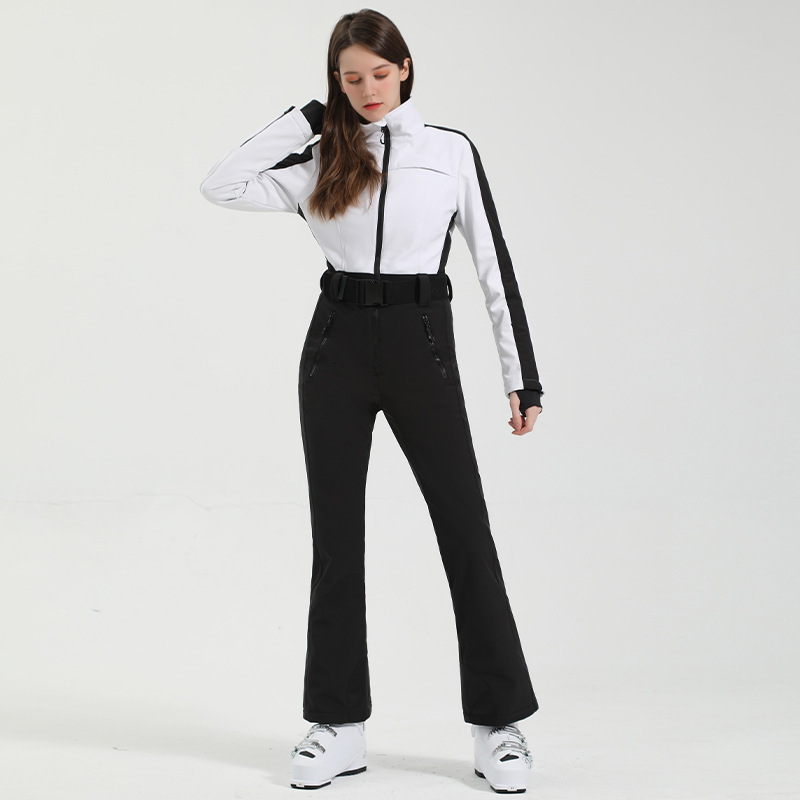GSOU SNOW One-Piece Suit Women Slim Overalls Outdoor Double Plate Jumpsuits Wind Proof Waterproof Ski Set Winter Clothing