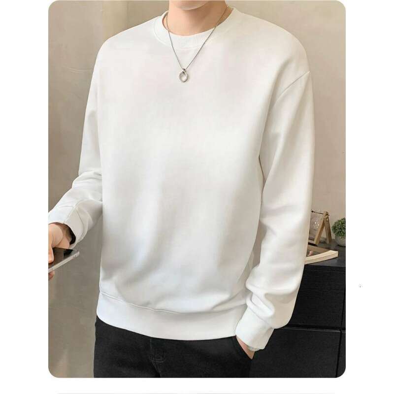 Top Loose Jacket Versatile Base Shirt Long Sleeved Warm Autumn And Winter Thick Hoodie Men's Casual Round Neck Pullover