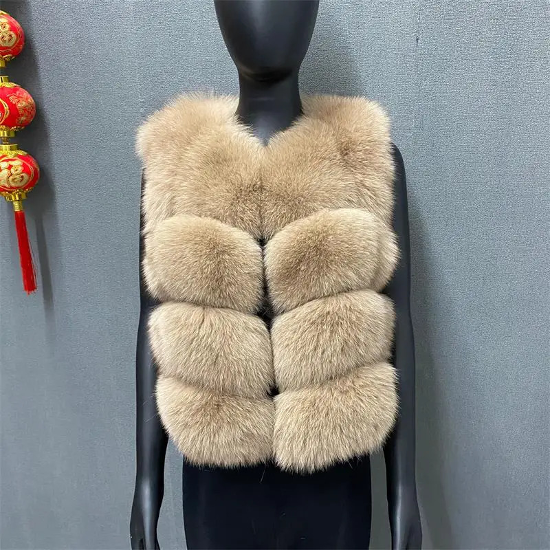 Natural Fur Vest Ladies Winter Autumn Coat Warm Made of Womens Real Genuine 241115