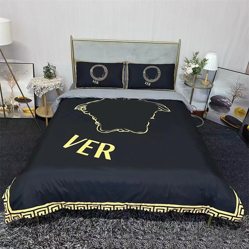 Bedding sets Fashion Cases Cover Pattern Designer Sets 4pcs Set Golden Printed Twin Cotton High Quality Bed Sheet CSG24060348 H25011