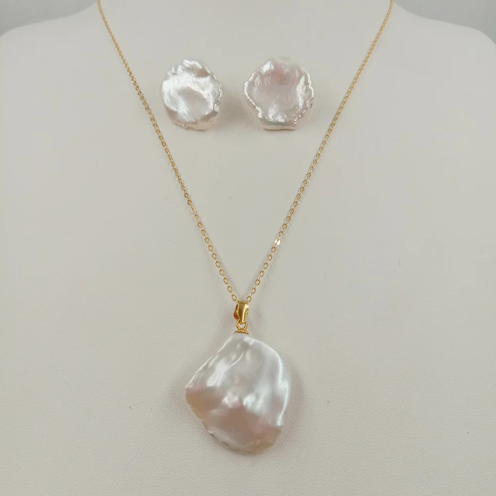 Keshi Baroque Pearl Set 925 Silver Pearl Set Comes with Necklace and Earrings 100% Natural Frozen Pearls - High Quality Great Baroque Pearls 241115