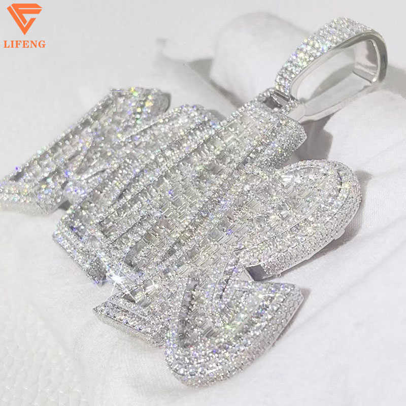 Sterling Silver 925 Fine Luxury Jewelry name Pendants VVS Moissanite Hip Hop Iced Out Custom letter Pendant