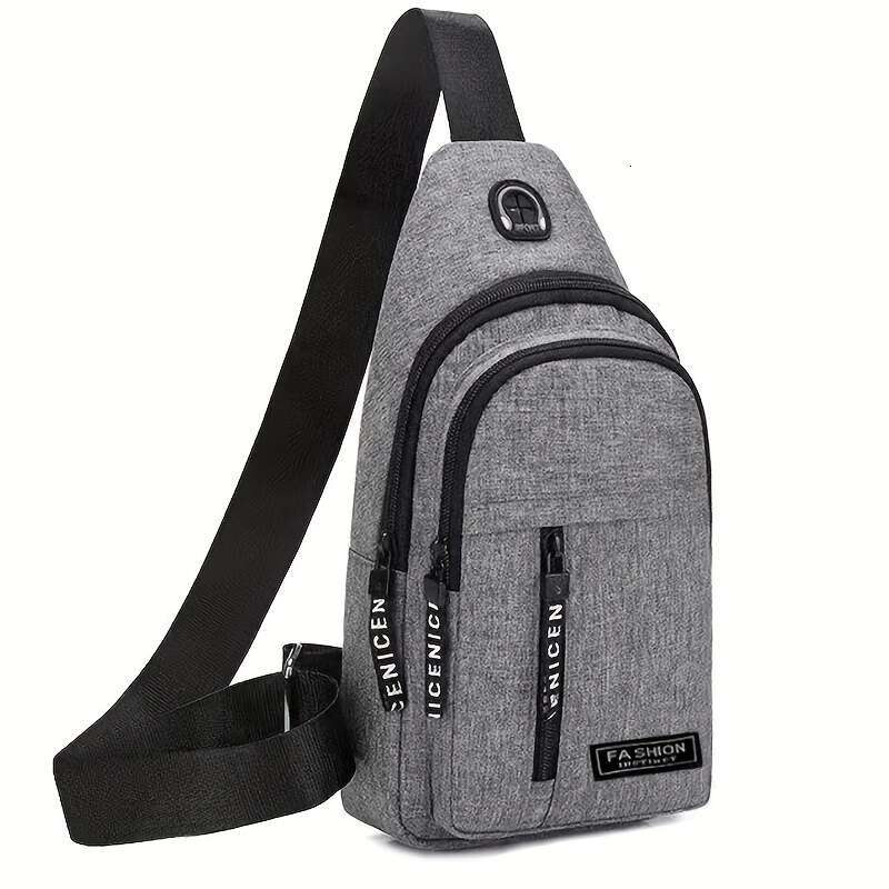 Men's Waterproof Nylon Crossbody Chest Bag - Casual Sports & Travel Sg with Zip Closure, Fashionable ing Detail