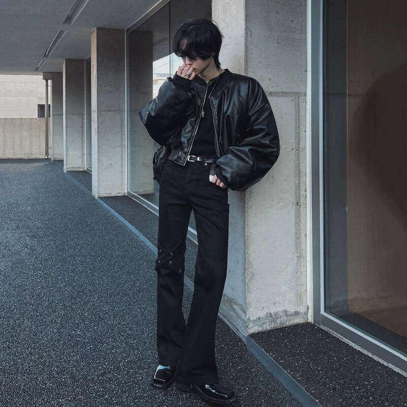 MYQ Handsome Short For Men In Autumn Winter, Luxury And Loose Jacket, Korean Edition, Trendy Motorcycle Leather Jacket