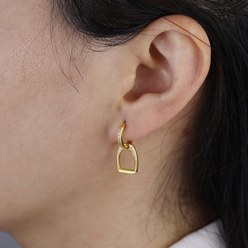 Micro Pave Bg Cz Sterg Sier U Shape Stud Earrings Minimalist Simple Horse Shoe Earing for Women Men Punk Jewelry