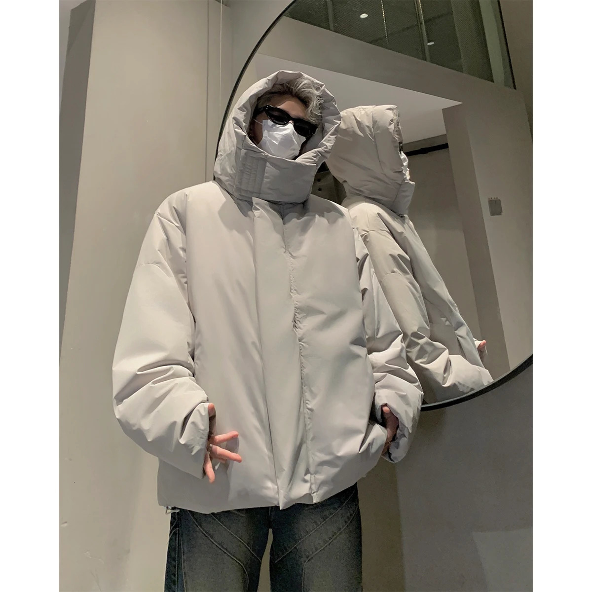 High Quality Cotton Padded Snow Coat Men Oversize Male Winter Parkas Loose Comfortable Solid Color Hooded Clothing 241115