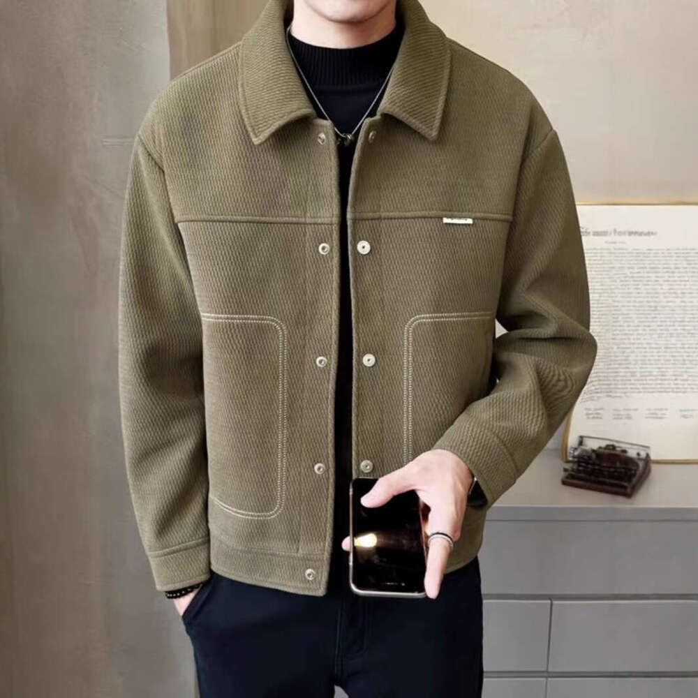 Men's Casual Autumn Winter New Cool And Trendy Brand Jacket Men's Short Style Lapel Slim Fit Versatile Top