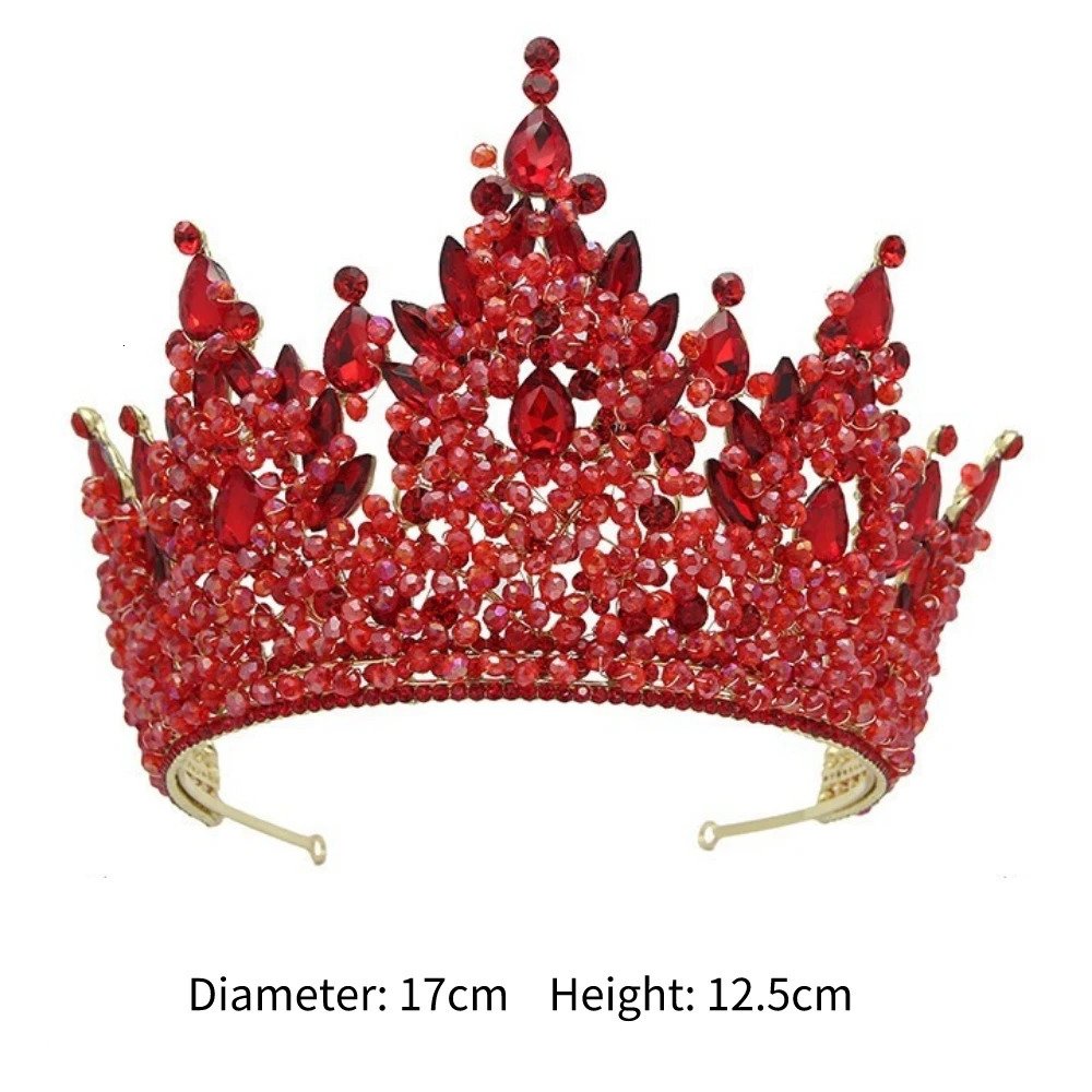 Crystal Royal Queen Crowns Miss Universe Bridal Headwear Womens Blue Pageant Diadem Indian Wedding Hair Accessories 241114