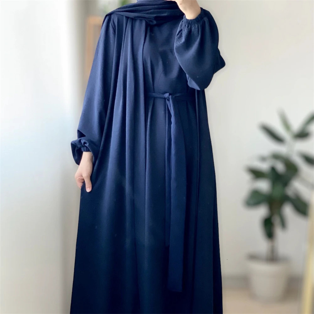 Abaya Suit Pleated Fabric Open AbayInside Long Gown Islamic Costume Muslim Womens Wear Kaftan Ramadan Eid 241111