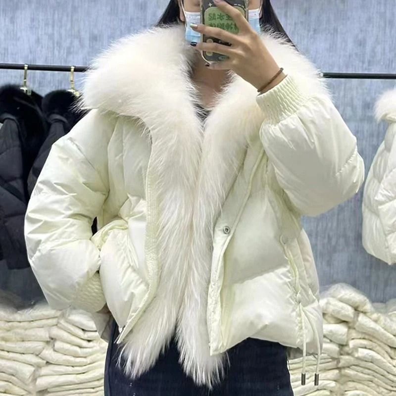 women winter down jacket 2024 Real Raccoon Fur Thick Warm 90 White Duck Down Coat Female Parkas Waterproof Fashion 241115