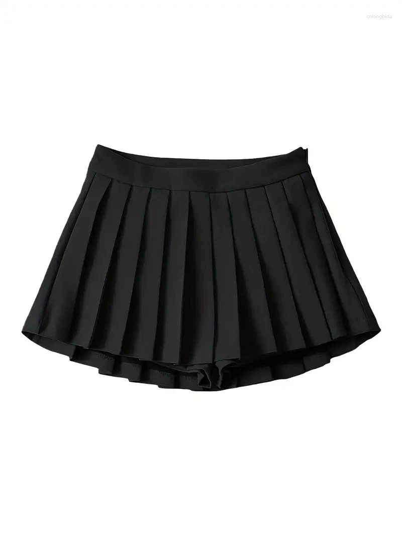 Skirts 2024 Summer Solid Pleated Mini Skirt Y2K Cute For Spring Womens Clothing