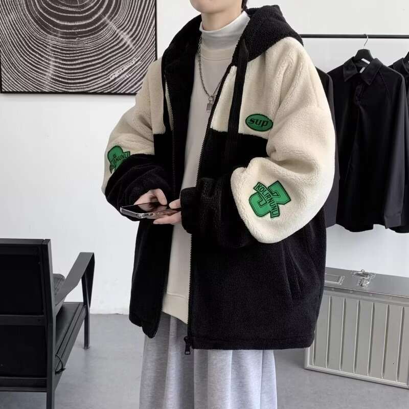 Men's Outerwear And Winter, Teenage With Thickened Lamb Wool, For Junior High School Students, Boys' Autumn Clothing, Men's Clothing