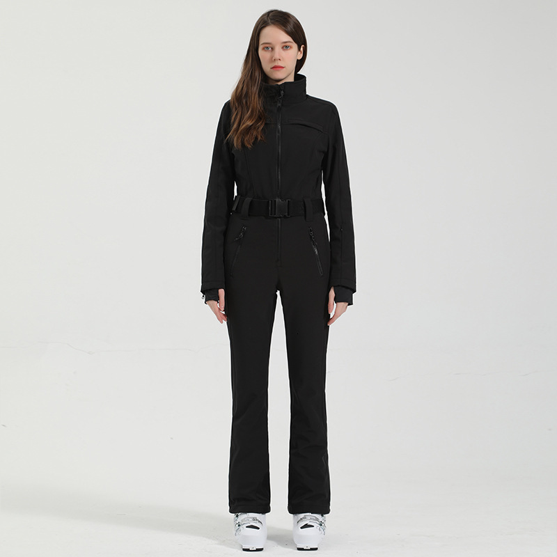 GSOU SNOW One-Piece Suit Women Slim Overalls Outdoor Double Plate Jumpsuits Wind Proof Waterproof Ski Set Winter Clothing