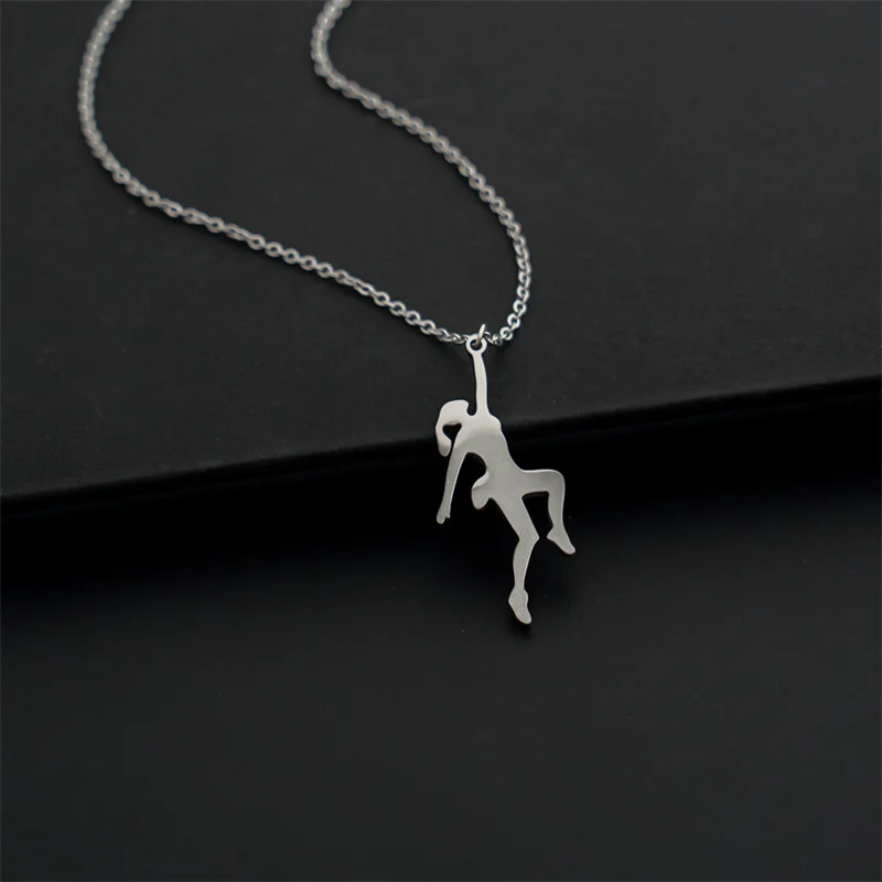 10PCS Goddess Of Rock Climbing Mountain Girl Necklace Stainless Steel Boy Hero Climber Humanoid Pendant Clavicle Choker for Hiking Outdoor Travel Extr
