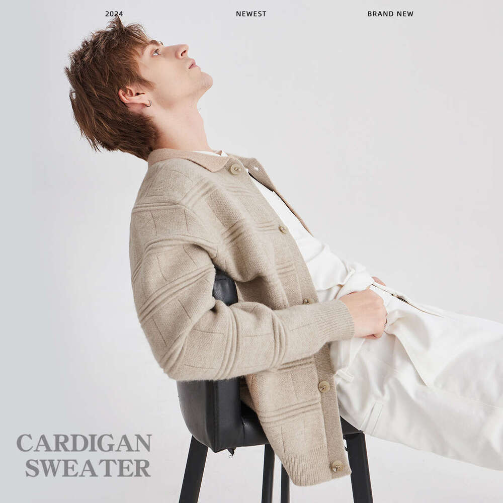 APO Wear | Men's Knitted Cardigan Coat Thick Autumn/Winter High End Korean Edition Lazy Loose Collar Sweater