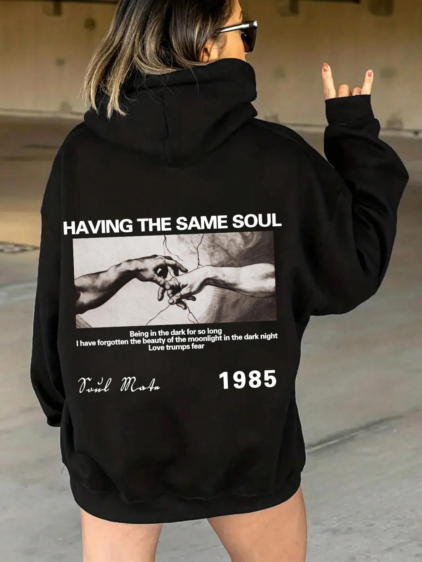 Designer's new women's hoodie with the same soul print Haruku high-quality hoodie fashionable casual sportswear autumn loose hoodie