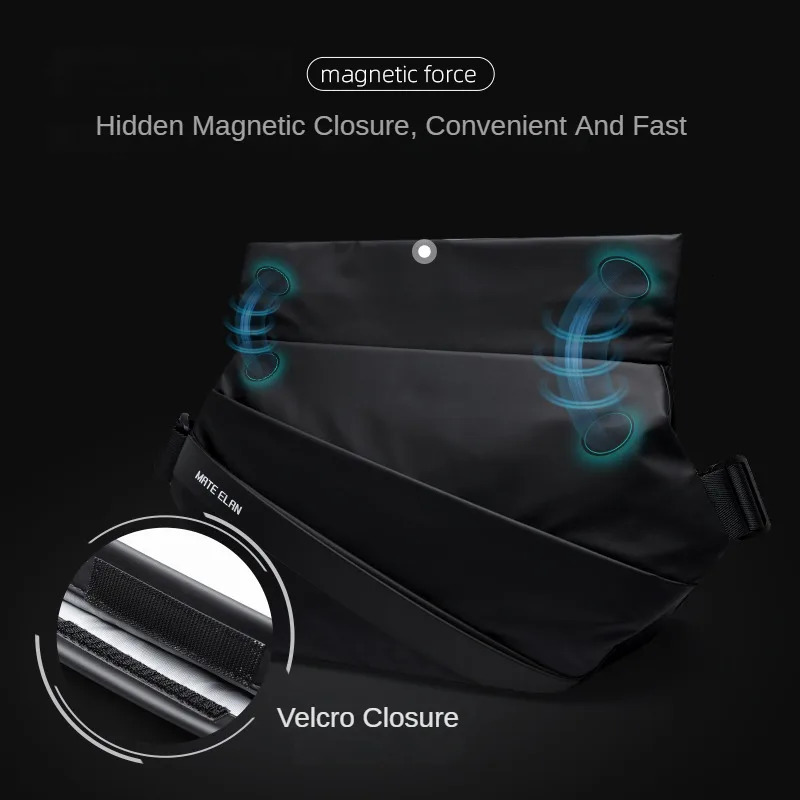 DHlanhai DHlanhai MOYYI Premium Crossbody with Magnetic Buckle Fashion Waterproof Sling Black Shoulder Bag for Men Travel Sport 241204