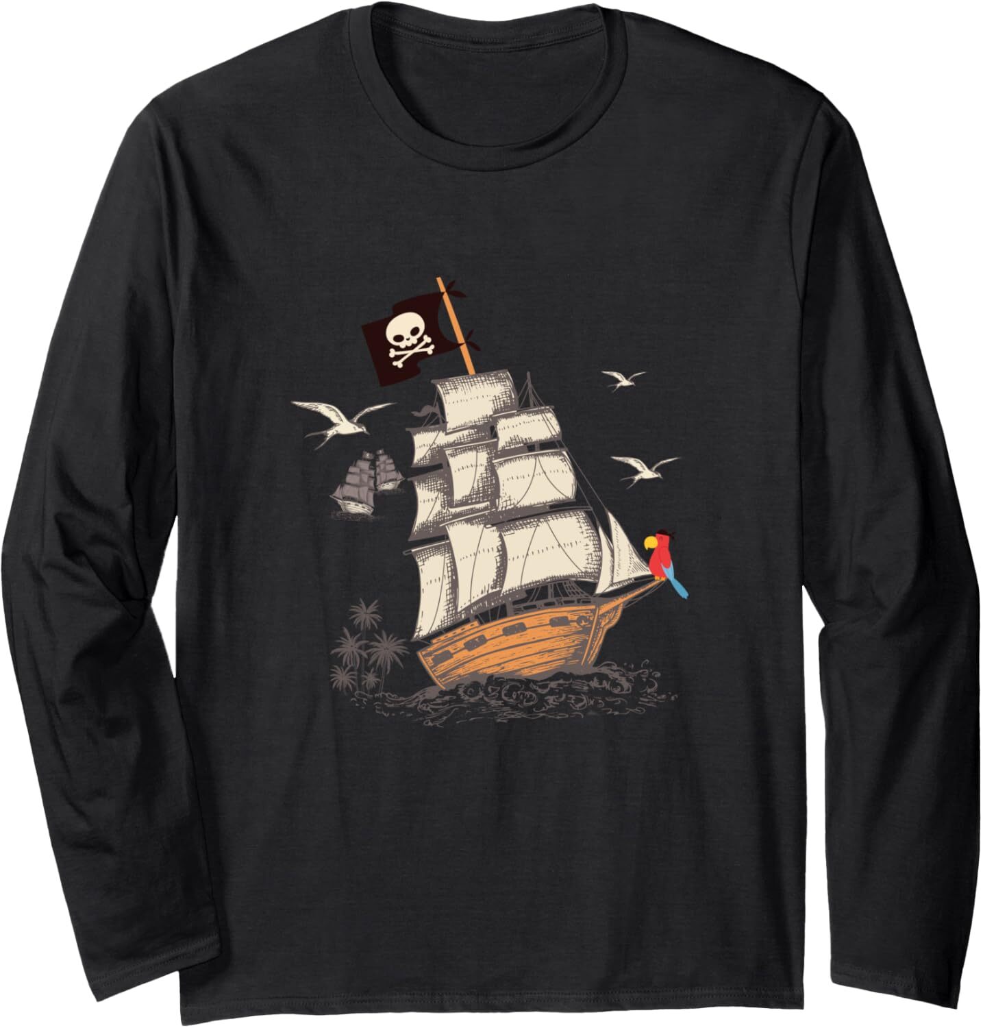 Long Sleeve Shirts for Men sweatshirt Pirate Ship Nautical Boat Pirate Flag Funny Gift Long Sleeve Tee Streetwear Casual tops clothes fashion cool