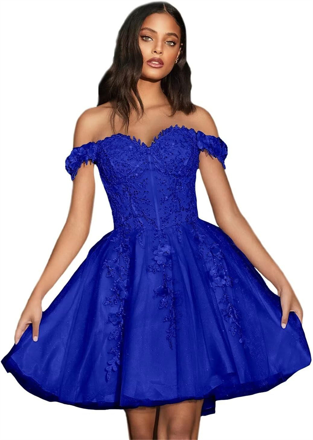 Short Homecoming Dresses Off-Shoulder Appliques Lace-up Sweetheart Tulle Ball Gown Plus Size Cocktail Formal Occasion Cocktail Prom Party Graudation G