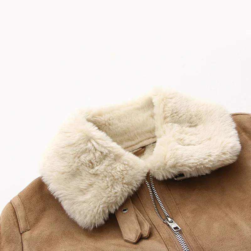 Winter thick warm long suede jacket Parka Trench synthetic wool sheepskin coat retro womens coat 241115