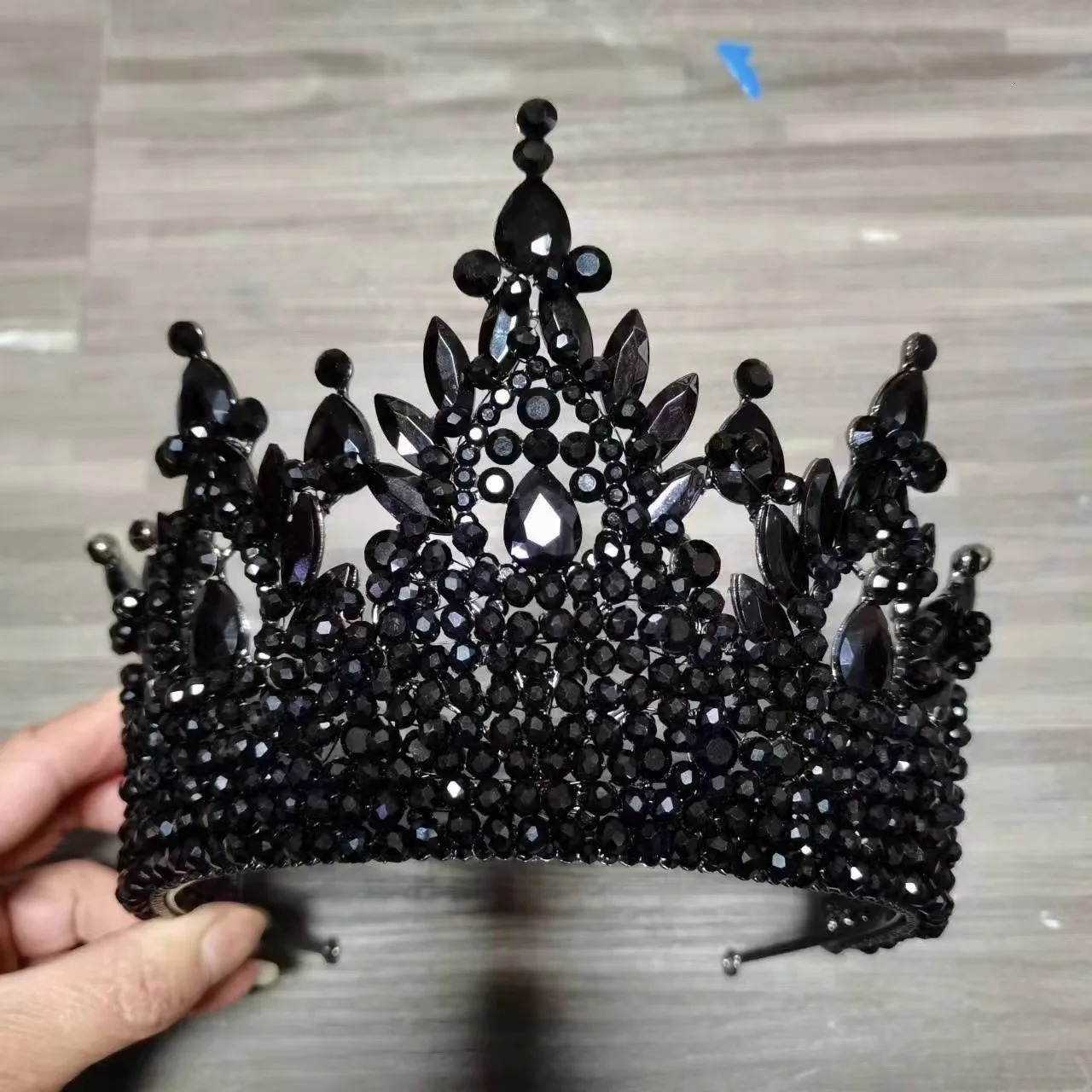 Crystal Royal Queen Crowns Miss Universe Bridal Headwear Womens Blue Pageant Diadem Indian Wedding Hair Accessories 241114