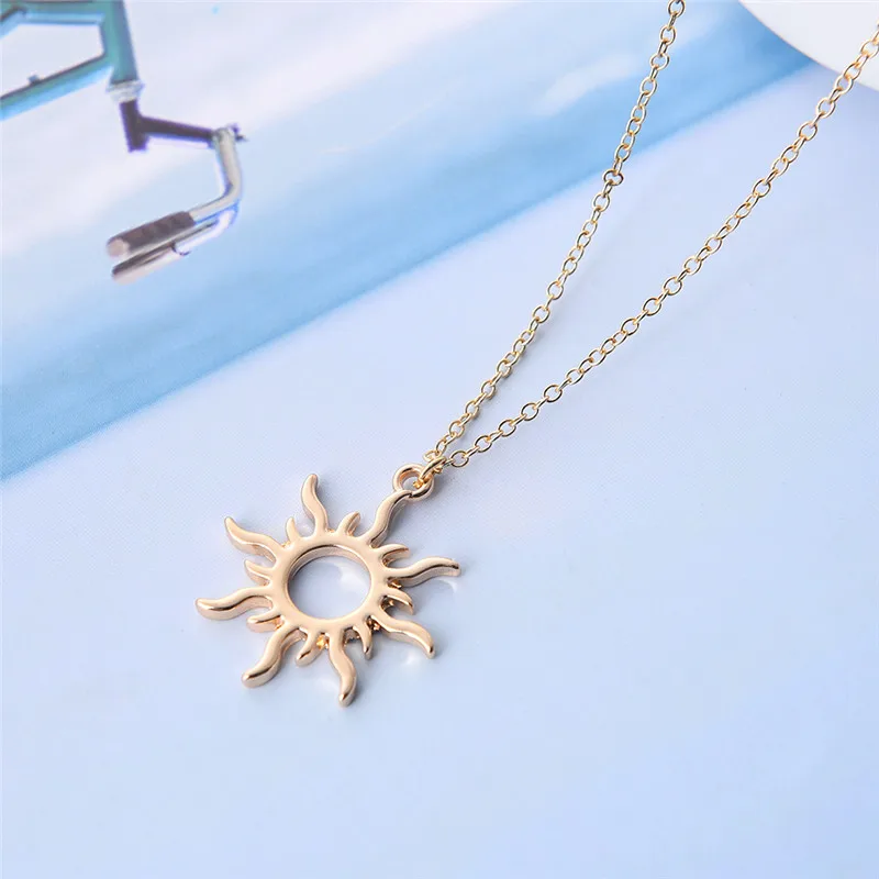 10PCS Cute Moon Sun Goddess Sunlight Pendant Necklace Sunshine Stainless Steel Clavicle Choker for Mother Girlfriend Women Female Girl Chain Ourtdoor 