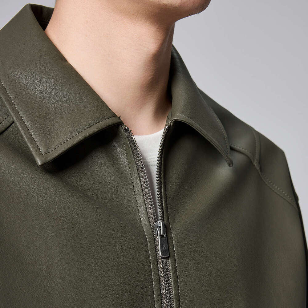 Mokaike Minimalist Lapel Matte PU 2024 Autumn New Item Structured Segmented Men's Jacket 81176