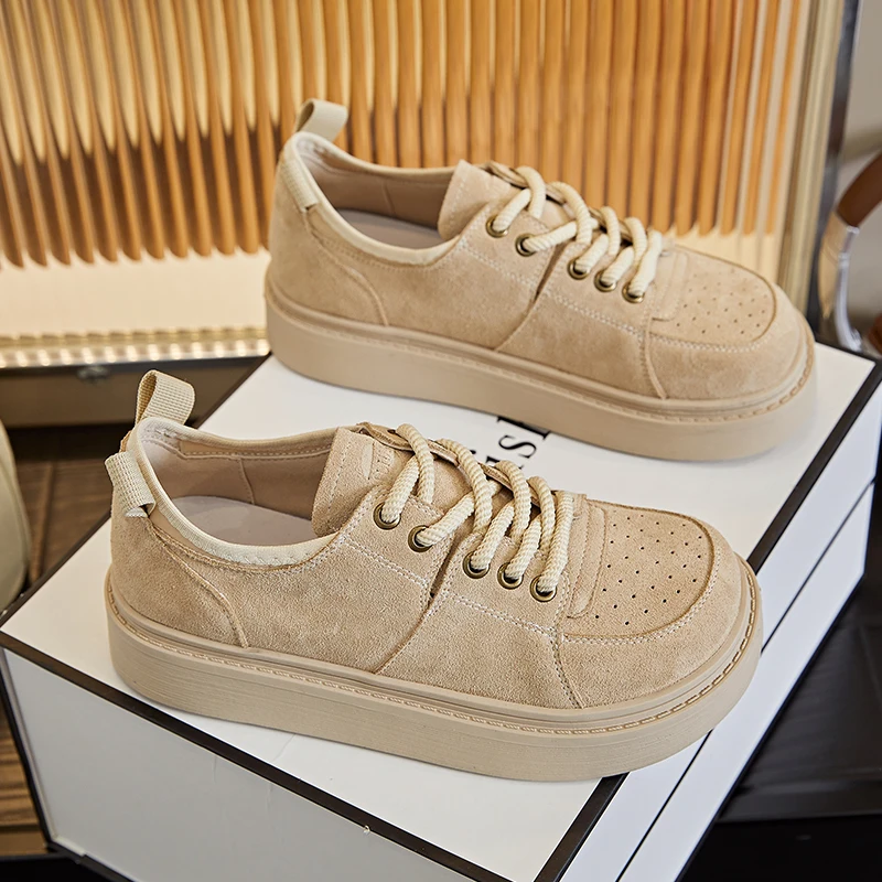 AIYUQI 2024 New Women's Sneakers Shoes Flat-soled Work Shoes Women Lace-up Retro Thick-soled Student Shoes for Female