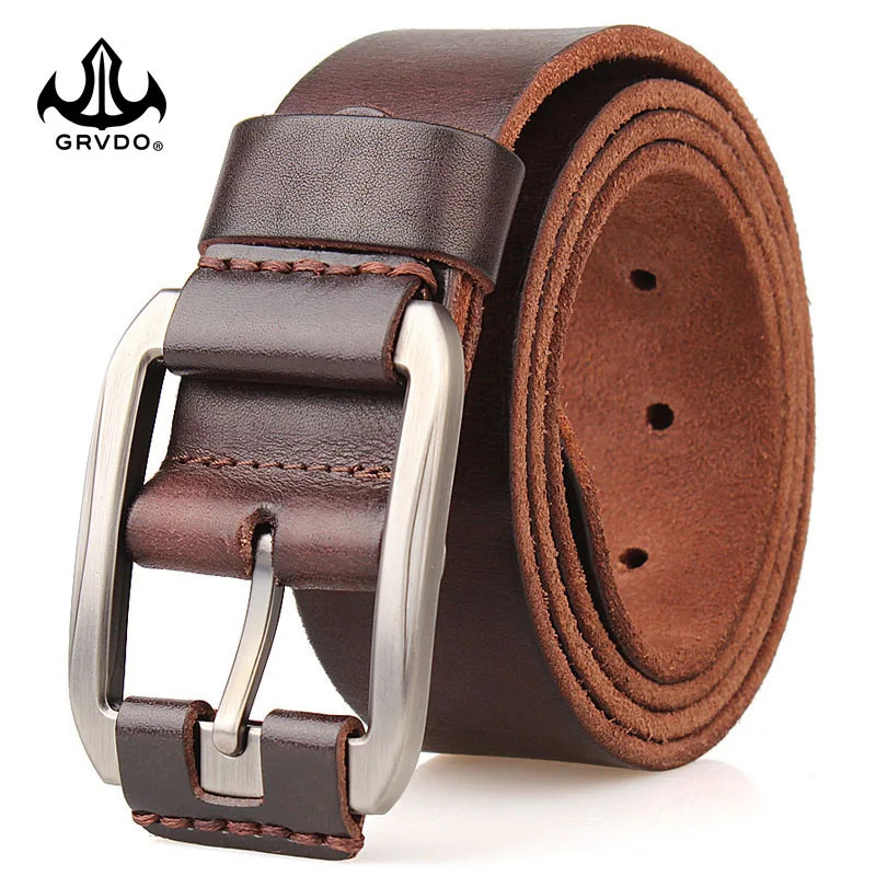 GRVDO menbelt full leather 100% genuine one layer pure cowhide soft denim mens thick long waistband 140cm 150cm 160cm 241115