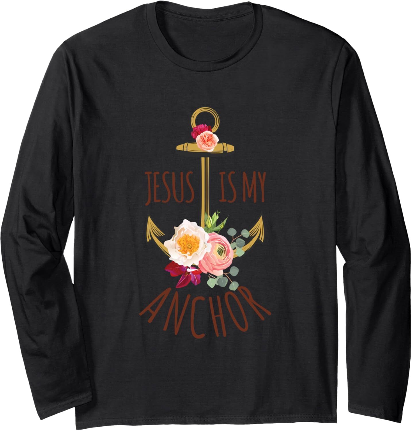 Long Sleeve Shirts for Men sweatshirt Jesus Is My Anchor Religious Beautiful Gift Long Sleeve Tee Streetwear Casual tops clothes cool