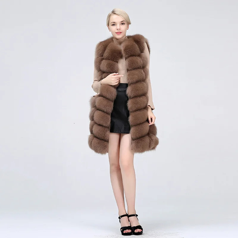 Natural Real Fur Vest Coat For Jacket Female Coats Waistcoat Long 241115