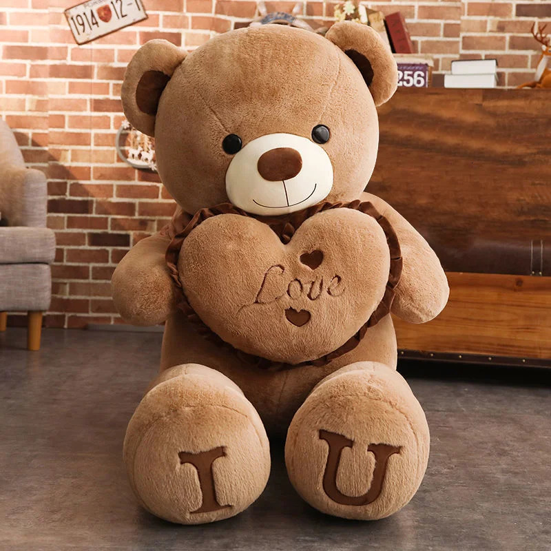 100cm Big I LOVE YOU Teddy Bear Plush Toy Lovely Huge Stuffed Soft Doll Lover Kids Valentines Day Gift For Girlfriend 240401